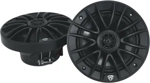 Rockville Pair RM-PREMIUM-65 Black 6.5" 600w Marine Boat Speakers - Crisp Sound!