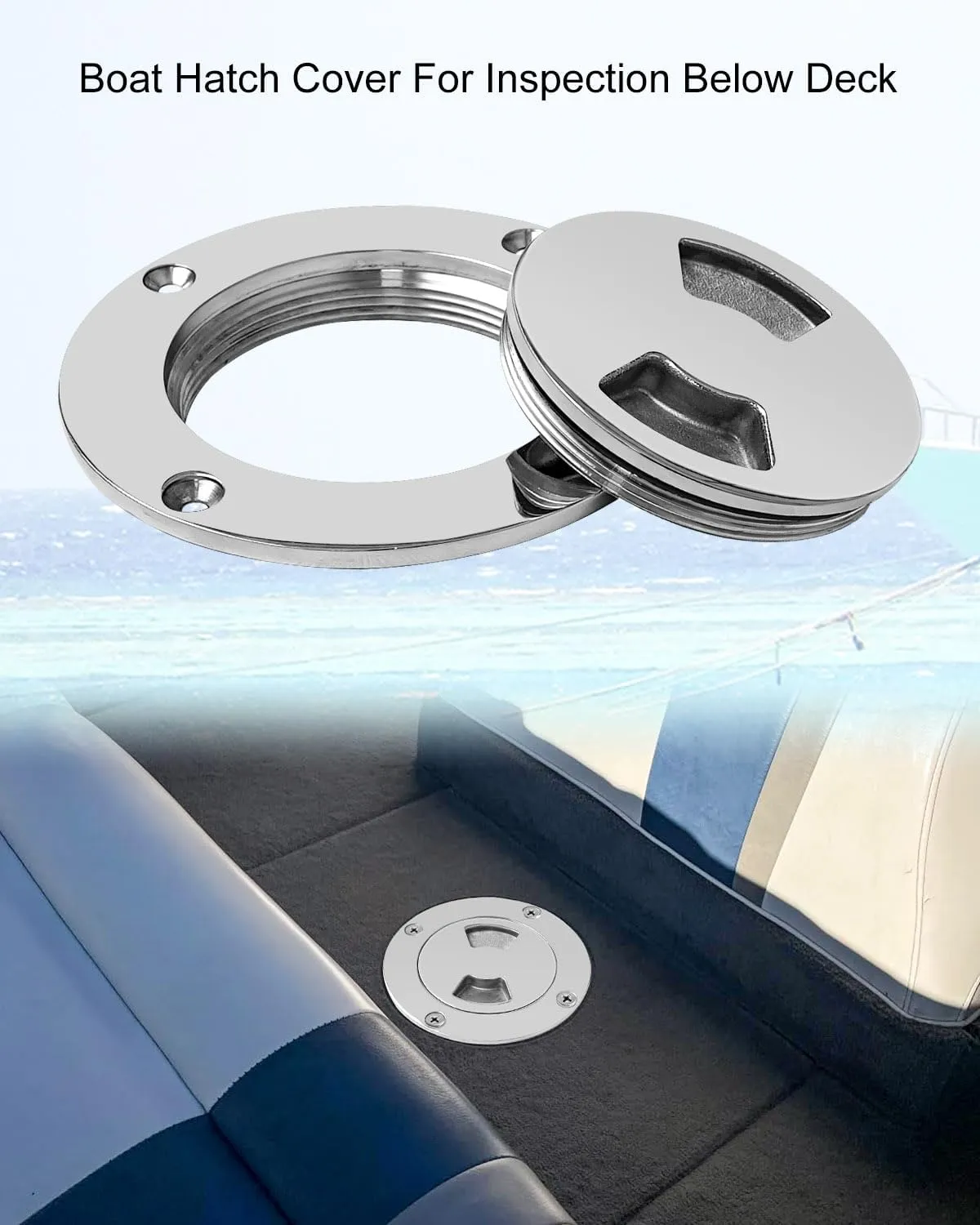 Round Boat Hatch Cover Used for Inspection Hatch Cap, Non Slip Detachable Cover for Marine Boat Yacht Black Boat Hatch
