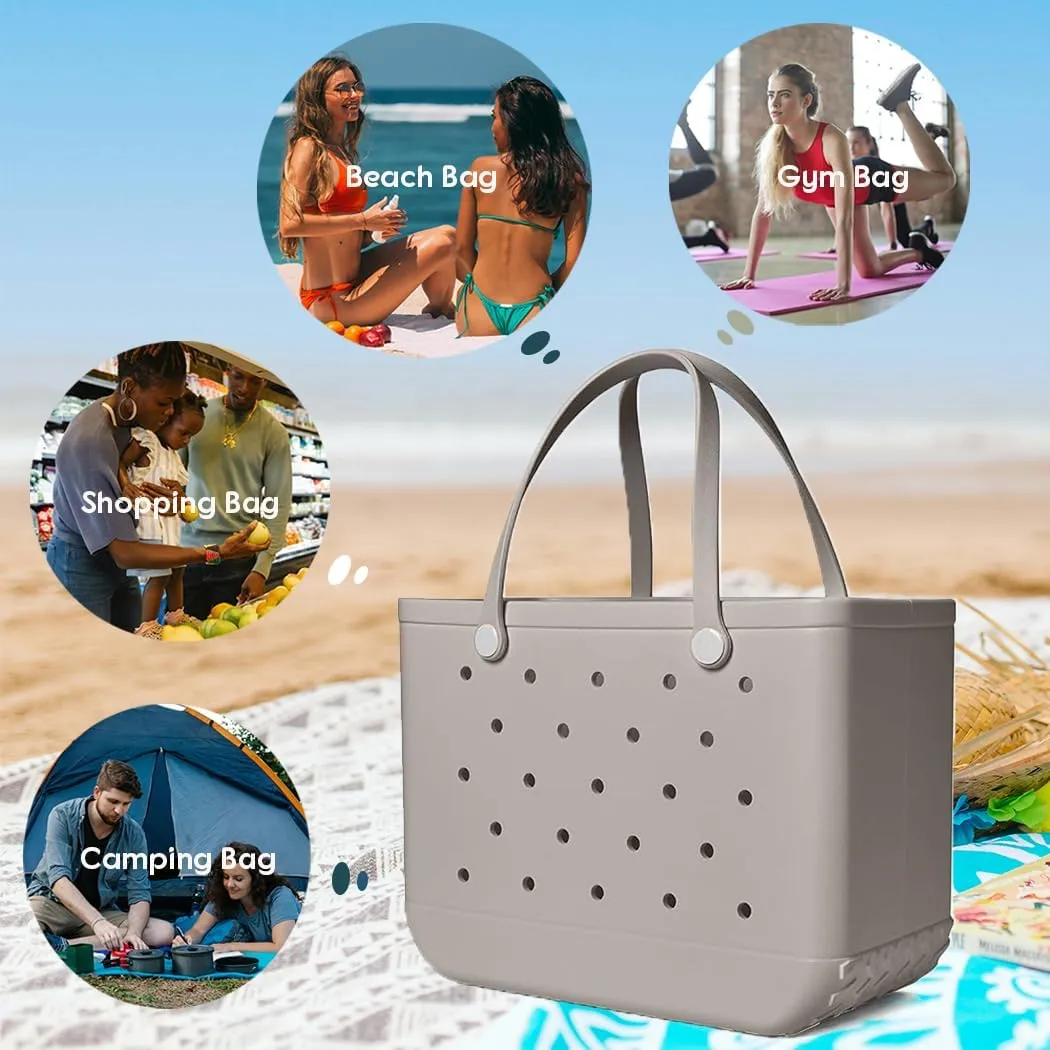 Rubber Beach Bag Waterproof Washable Tip-Proof Durable Tote Bag for Beach Pool Sports Modern Versatile Rubber Tote