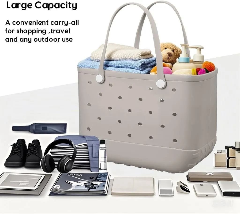 Rubber Beach Bag Waterproof Washable Tip-Proof Durable Tote Bag for Beach Pool Sports Modern Versatile Rubber Tote