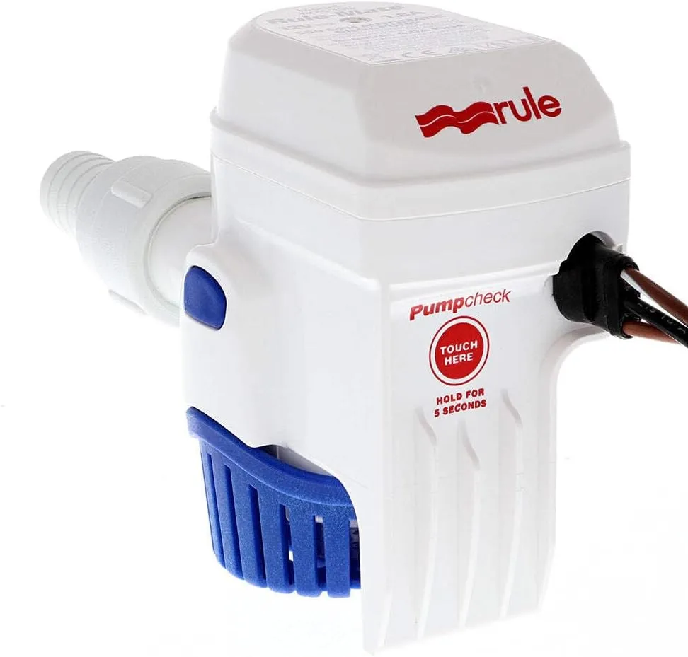 Rule-Mate Automatic Submersible Bilge Pumps 12V RM500B- 500GPH with Auto Sense Intelligence - Thermal Cut-Off & Backflow Prevention - Compact Design for Boats - Easy Install Threaded Discharge