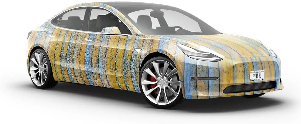 Rwraps Blue Wood Plank Lost Maya Gloss Vinyl Film Wrap 59in x 5ft Vinyl Vehicle Car Film Sheet Roll