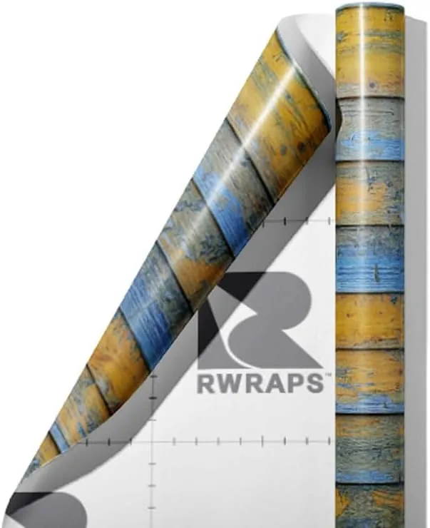 Rwraps Blue Wood Plank Lost Maya Gloss Vinyl Film Wrap 59in x 5ft Vinyl Vehicle Car Film Sheet Roll