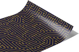 Rwraps Circuit Board Technology Golden Connectors Gloss Vinyl Film Wrap 59in x 25ft Vinyl Vehicle Car Film Sheet Roll