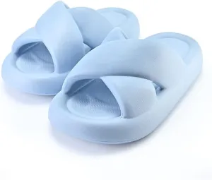 Sandals Fashion Personality Thick Bottom Cross Strap Sandals Outer Wear Ladies Home Slippers Home Slippers Easy for Putting on or Taking Off (Color : Haze Blue, Size : 40-41)