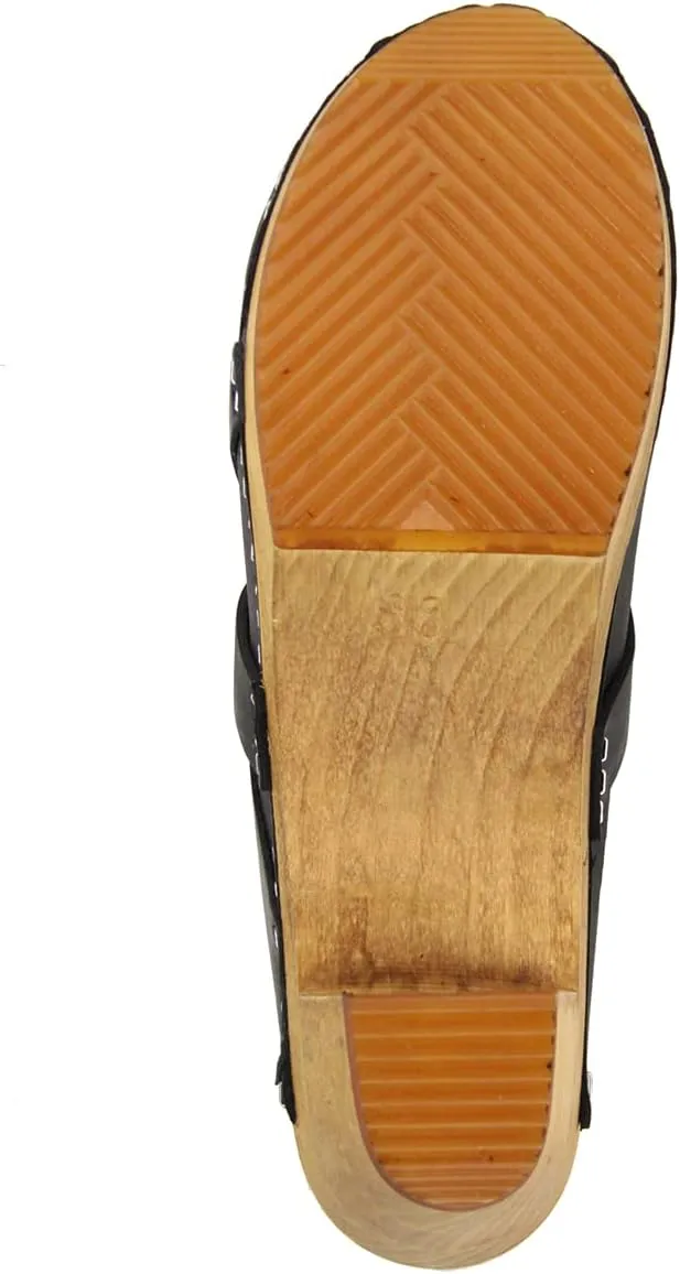 Sanita Manuella Leather Mule for Women - Durable, Comfortable, Open-Back, Wooden Sole, Rubber Outsole Perfect for Any Occassion