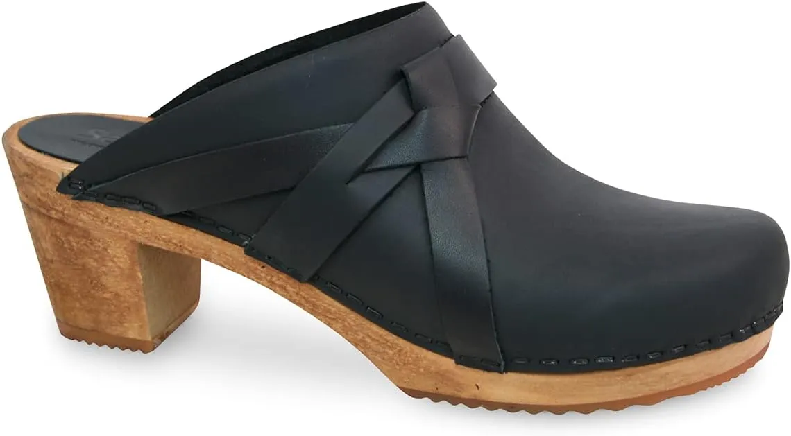 Sanita Manuella Leather Mule for Women - Durable, Comfortable, Open-Back, Wooden Sole, Rubber Outsole Perfect for Any Occassion