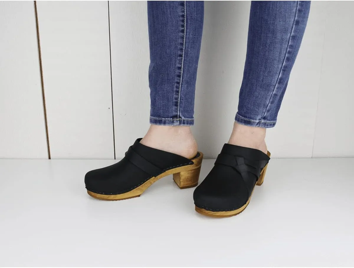 Sanita Manuella Leather Mule for Women - Durable, Comfortable, Open-Back, Wooden Sole, Rubber Outsole Perfect for Any Occassion