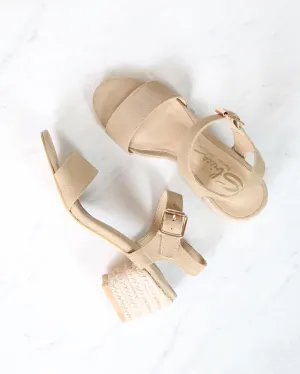 Sbicca - Whirlaway Beige Suede Leather Ankle Strap Jute Heels