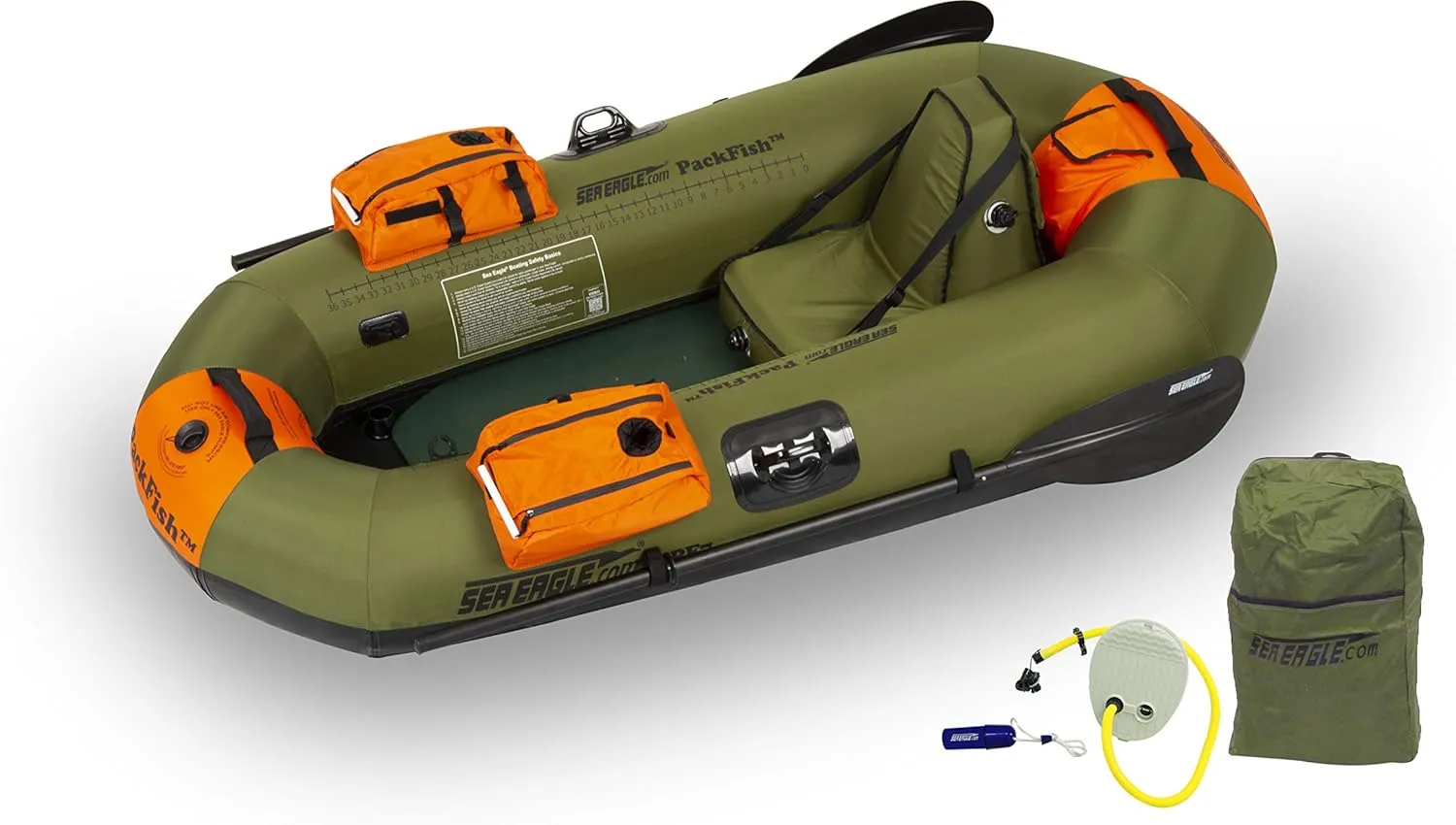 Sea Eagle PF7 PackFish7 Inflatable 7' Fishing Boat-Lightweight-Portable-Dry Enclosed Hull-Durable-One Person Fishing Boat Float Tube