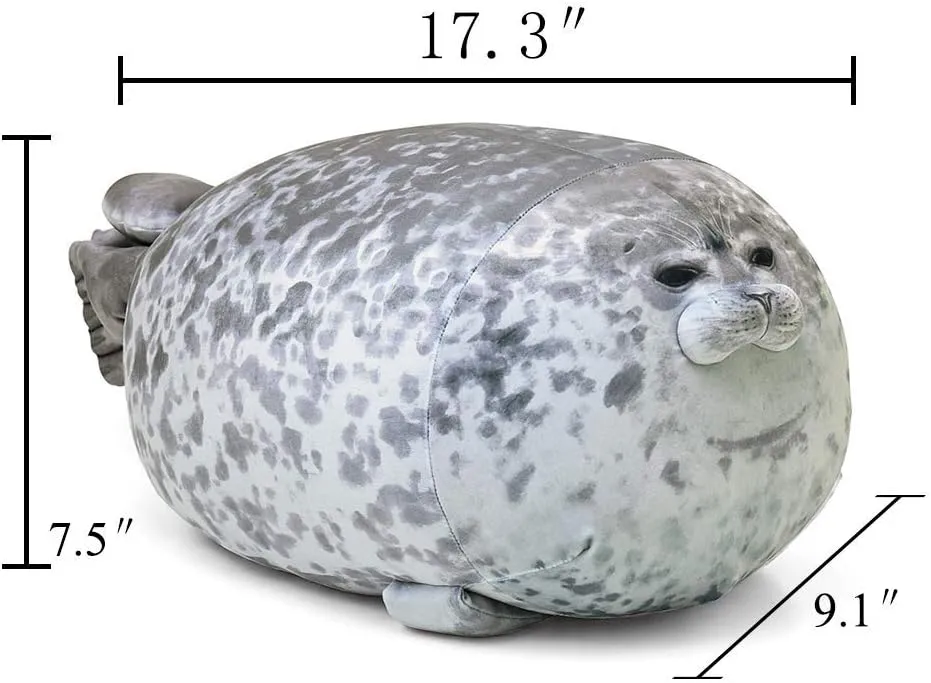 Seal Pillow, Chubby Blob Seal Plush Pillow Stuffed Animal Toy Cute Plushies Ocean Pillows (Medium)