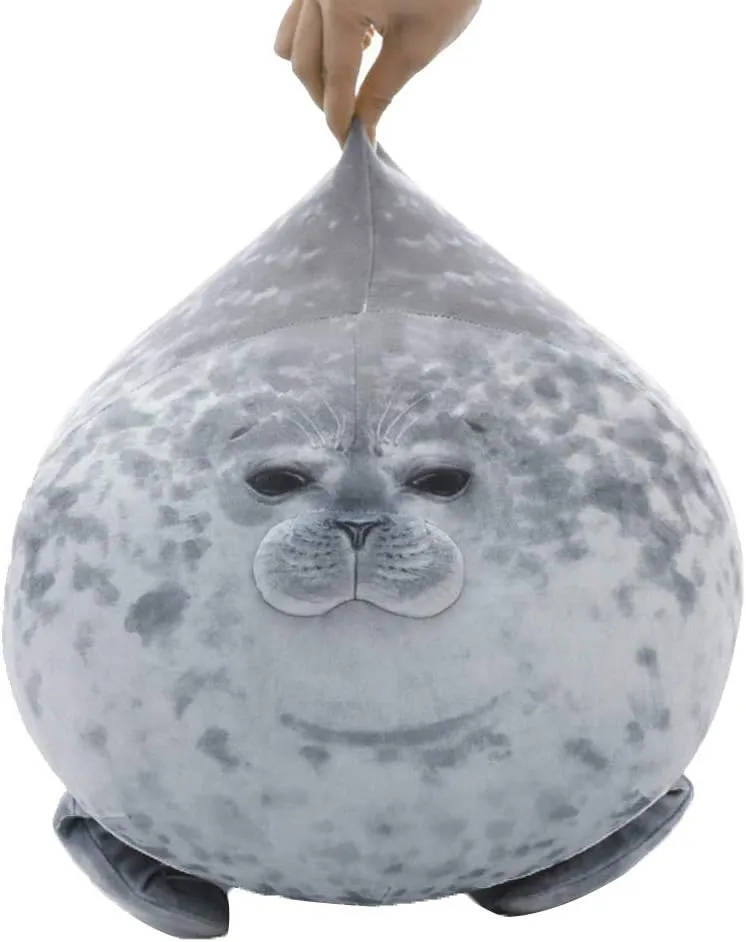 Seal Pillow, Chubby Blob Seal Plush Toys Pillow Kids Bedding Super Soft Plush Snuggle Cuddle plushies (Large)