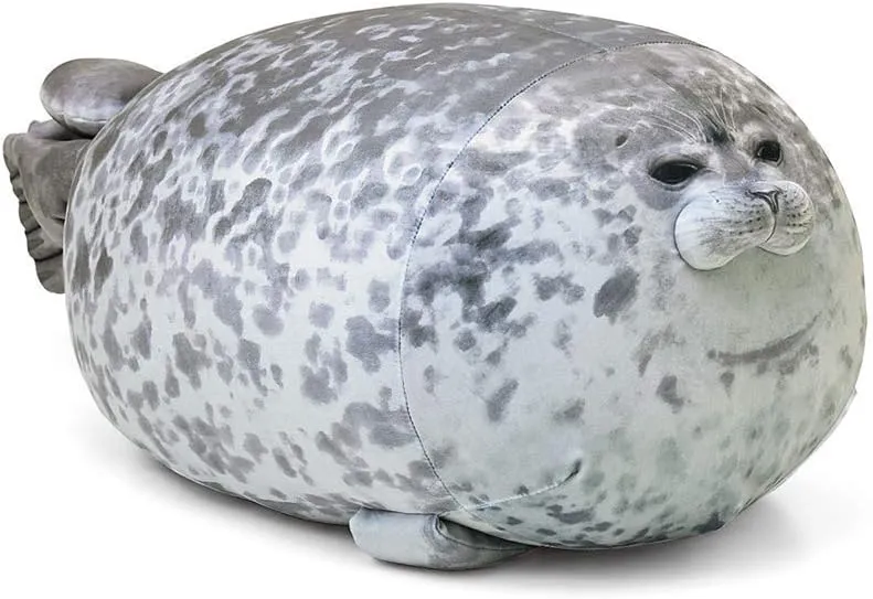 Seal Pillow, Chubby Blob Seal Plush Toys Pillow Kids Bedding Super Soft Plush Snuggle Cuddle plushies (Large)