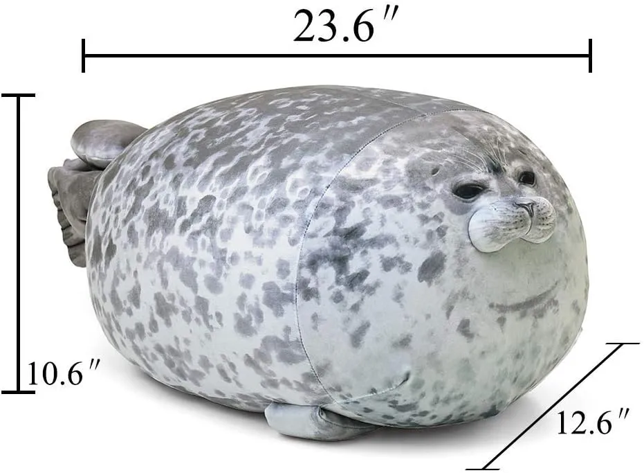 Seal Pillow, Chubby Blob Seal Plush Toys Pillow Kids Bedding Super Soft Plush Snuggle Cuddle plushies (Large)