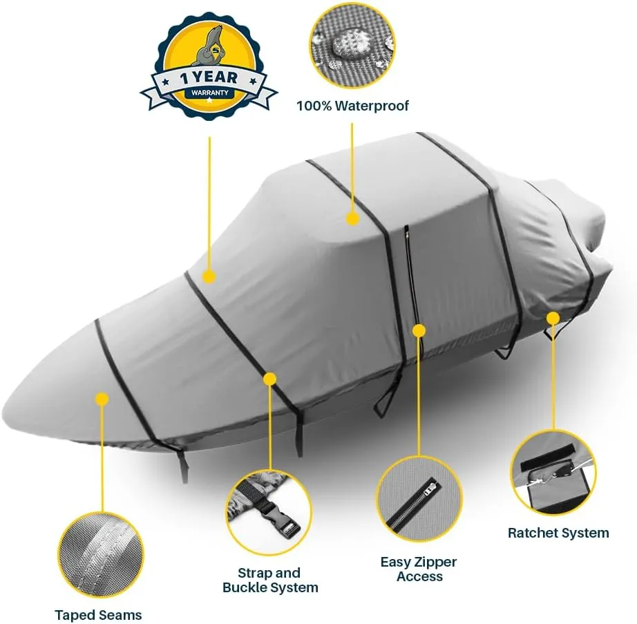 Seal Skin Covers T-Top Boat Cover, Waterproof & UV Resistant, Fits Center Console Boats Up to 22ft Long & 102” Wide, Durable & Snug Fit