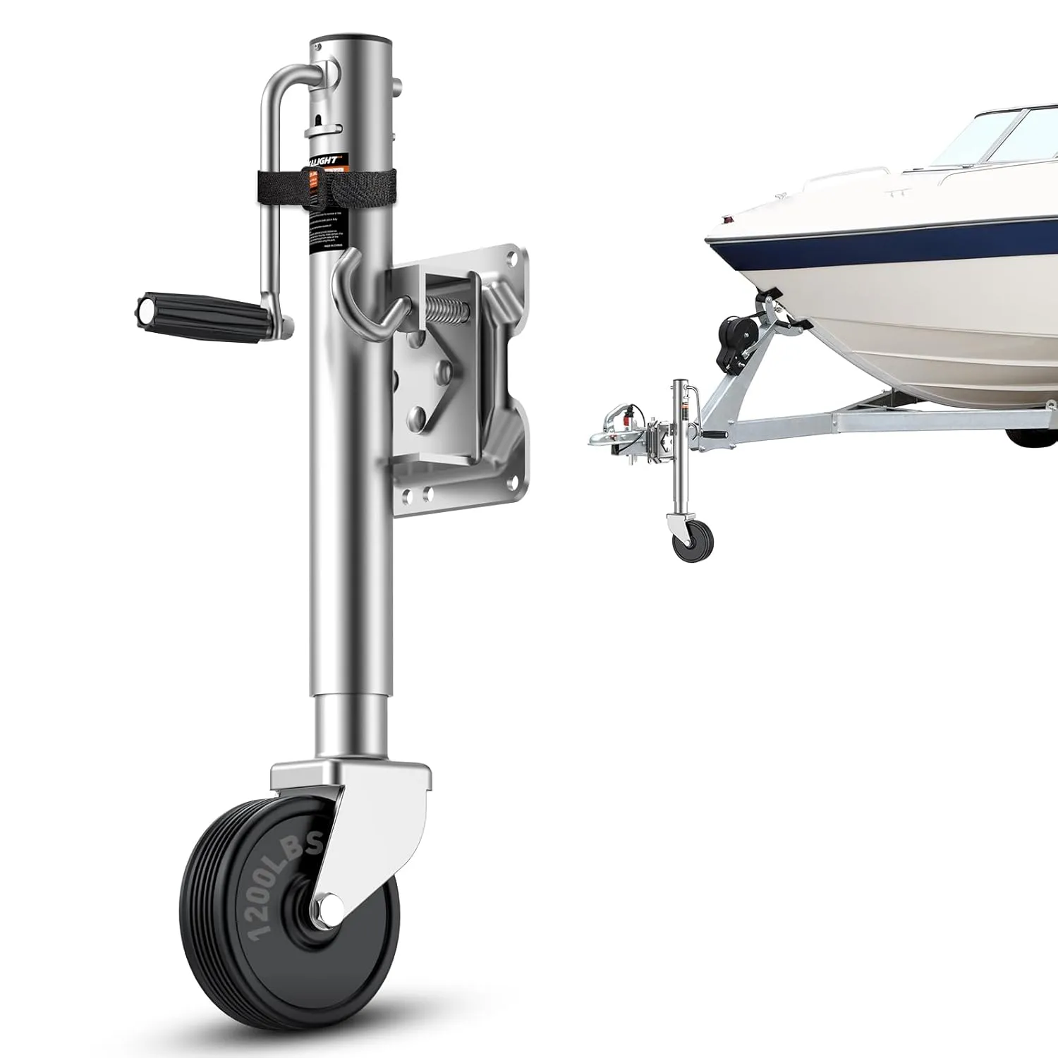 SEALIGHT Boat Trailer Jack with Wheel - Load Capacity up to 1200 lbs, Galvanized Steel, Corrosion-Resistant Design, Height Adjustable from 22.8-32.8 inches, Suitable for RV, Boat, Cargo Trailer