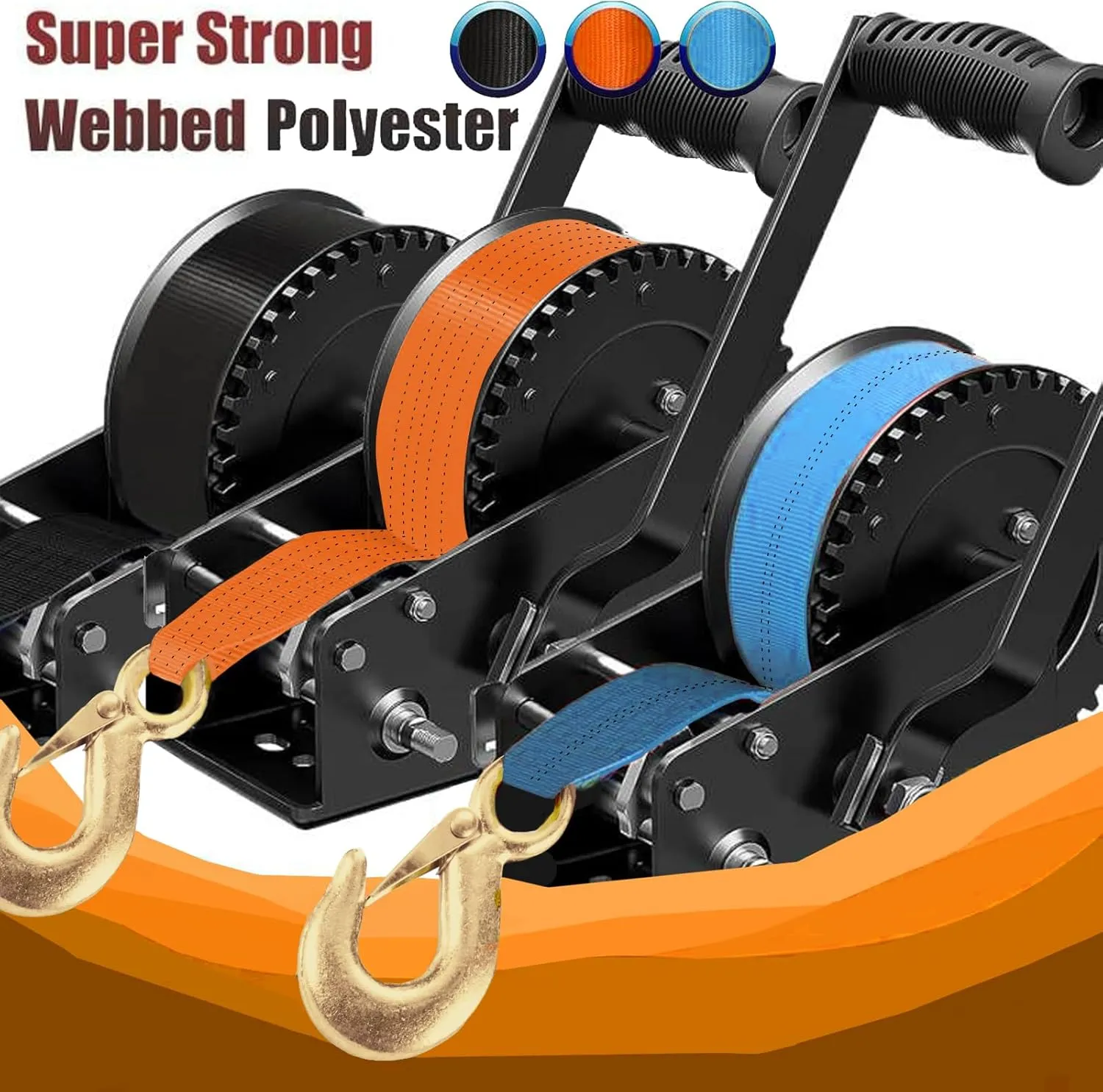 Seamander Boat Winch Strap with Hook,Boat Trailer Winch Strap 2in*20ft 10,816lbs Breaking Strength,Hand Winch Replacement for Fishing Boats,Boat Trailer,Towing Vehicles,Automotive Towing and Jet Ski