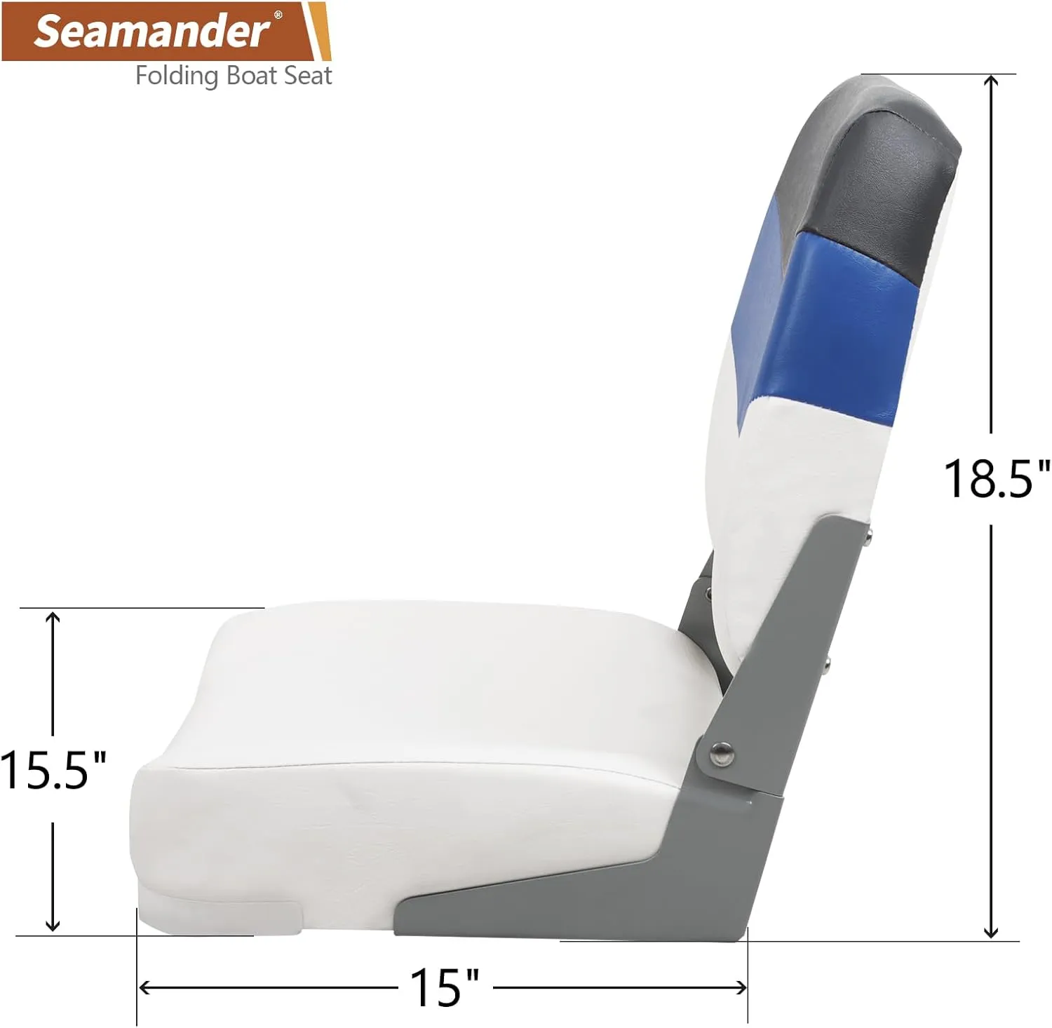 Seamander Low Back Boat Seats, Folding Boat Seats With Stainless Steel Screws,Aluminum Hinges&Padded,Fishing Boat Seat, Multiple Color Options(2-Pack)