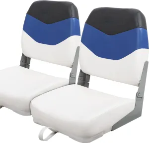 Seamander Low Back Boat Seats, Folding Boat Seats With Stainless Steel Screws,Aluminum Hinges&Padded,Fishing Boat Seat, Multiple Color Options(2-Pack)