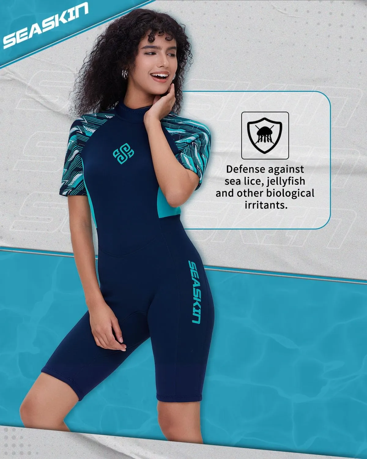 Seaskin Shorty Wetsuits for Men Womens 3mm Back Zip