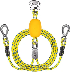 SELEWARE Self-Centering Boat Tow Harness for Tubing, Stainless Steel Quick Connector, Heavy Duty Floating Tow Rope for 1-4 Riders, Wakeboarding & Jet Ski
