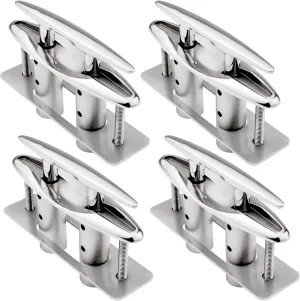SHENGHUISS Boat Cleats 316 Stainless Steel Pop Up Cleat Retractable Heavy Duty Pull Up Cleat Flush Mount Deck Cleats with Backing Plate and Lock Nuts（5"/6"/8"/10"）