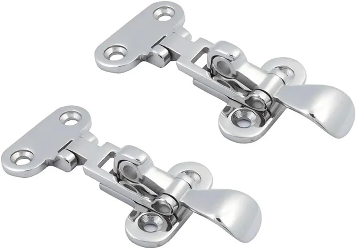 Ship Fittings 2PCS Deck Lock Hasp 316 Stainless Steel Lockable Hold Down Clamp Latch Fastener Mirror Polish for Marine Boat Marine Hardware