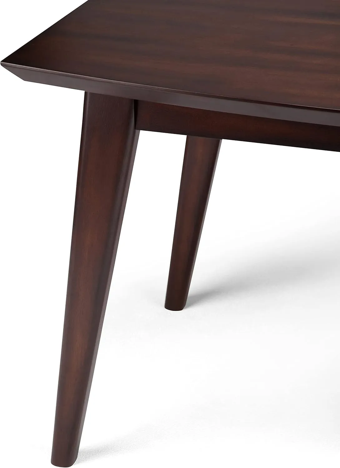 SIMPLIHOME Draper Dining Table, Solid Rubberwood in Java Brown, 66 x 40 inches, Mid-Century Modern-Style Rectangular Kitchen Table for up to 6 People