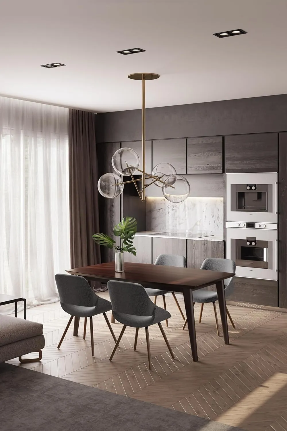 SIMPLIHOME Draper Dining Table, Solid Rubberwood in Java Brown, 66 x 40 inches, Mid-Century Modern-Style Rectangular Kitchen Table for up to 6 People