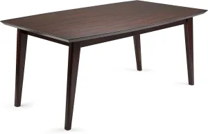 SIMPLIHOME Draper Dining Table, Solid Rubberwood in Java Brown, 66 x 40 inches, Mid-Century Modern-Style Rectangular Kitchen Table for up to 6 People