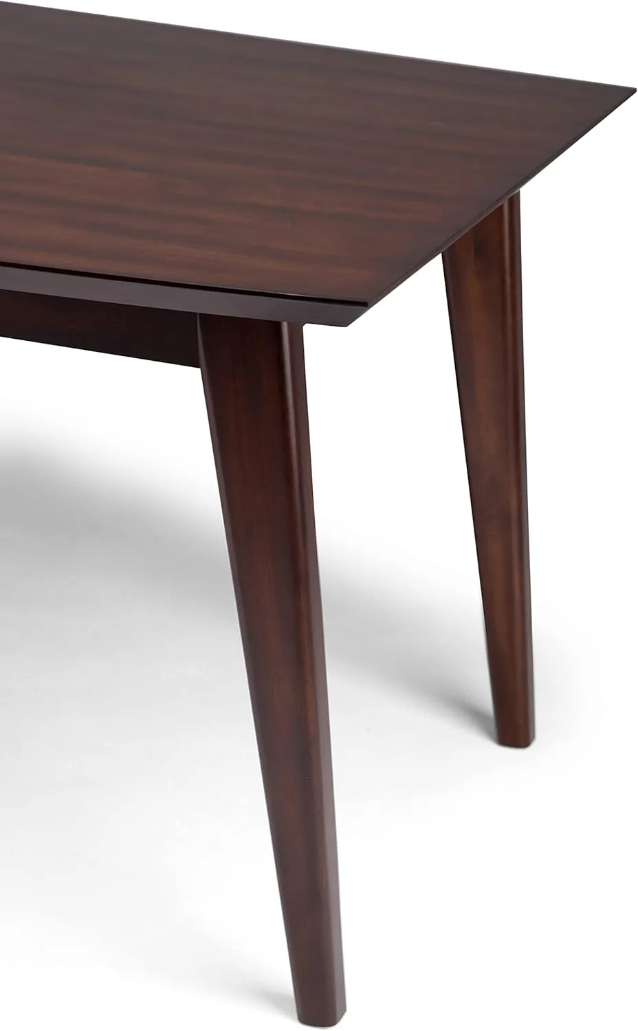 SIMPLIHOME Draper Dining Table, Solid Rubberwood in Java Brown, 66 x 40 inches, Mid-Century Modern-Style Rectangular Kitchen Table for up to 6 People