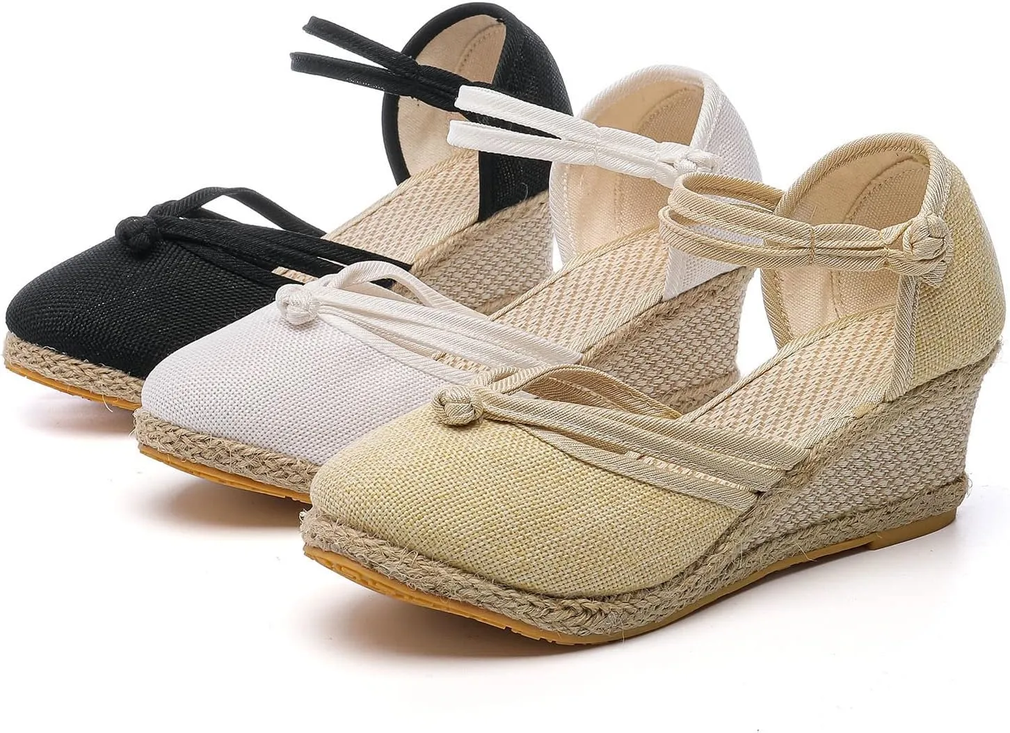 Slide Spring Wedge Sandals for Women Dressy Covered Toe Summer Straw Ladies Trendy Cover Heel 2024 Buckle Work Office