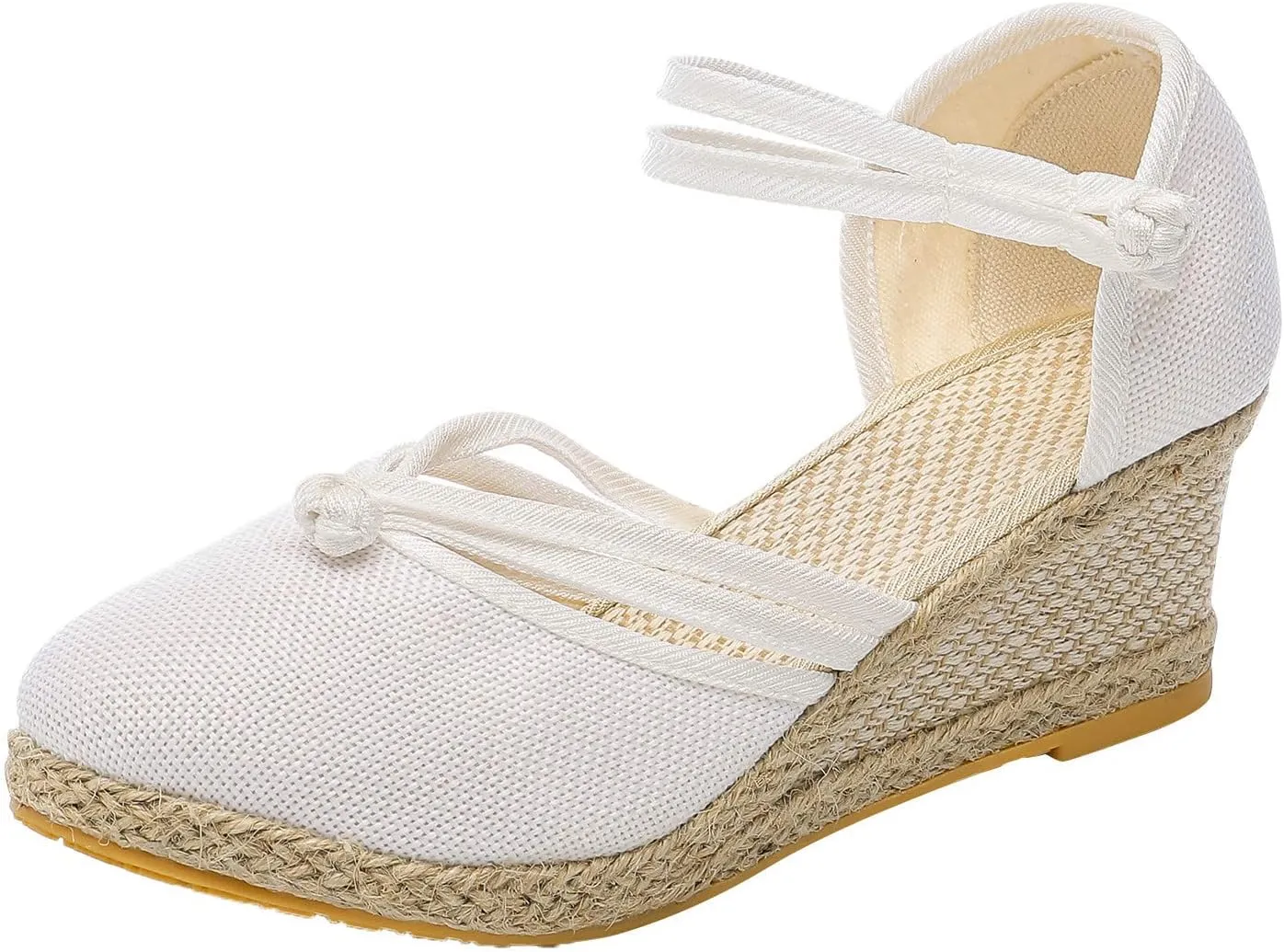 Slide Spring Wedge Sandals for Women Dressy Covered Toe Summer Straw Ladies Trendy Cover Heel 2024 Buckle Work Office