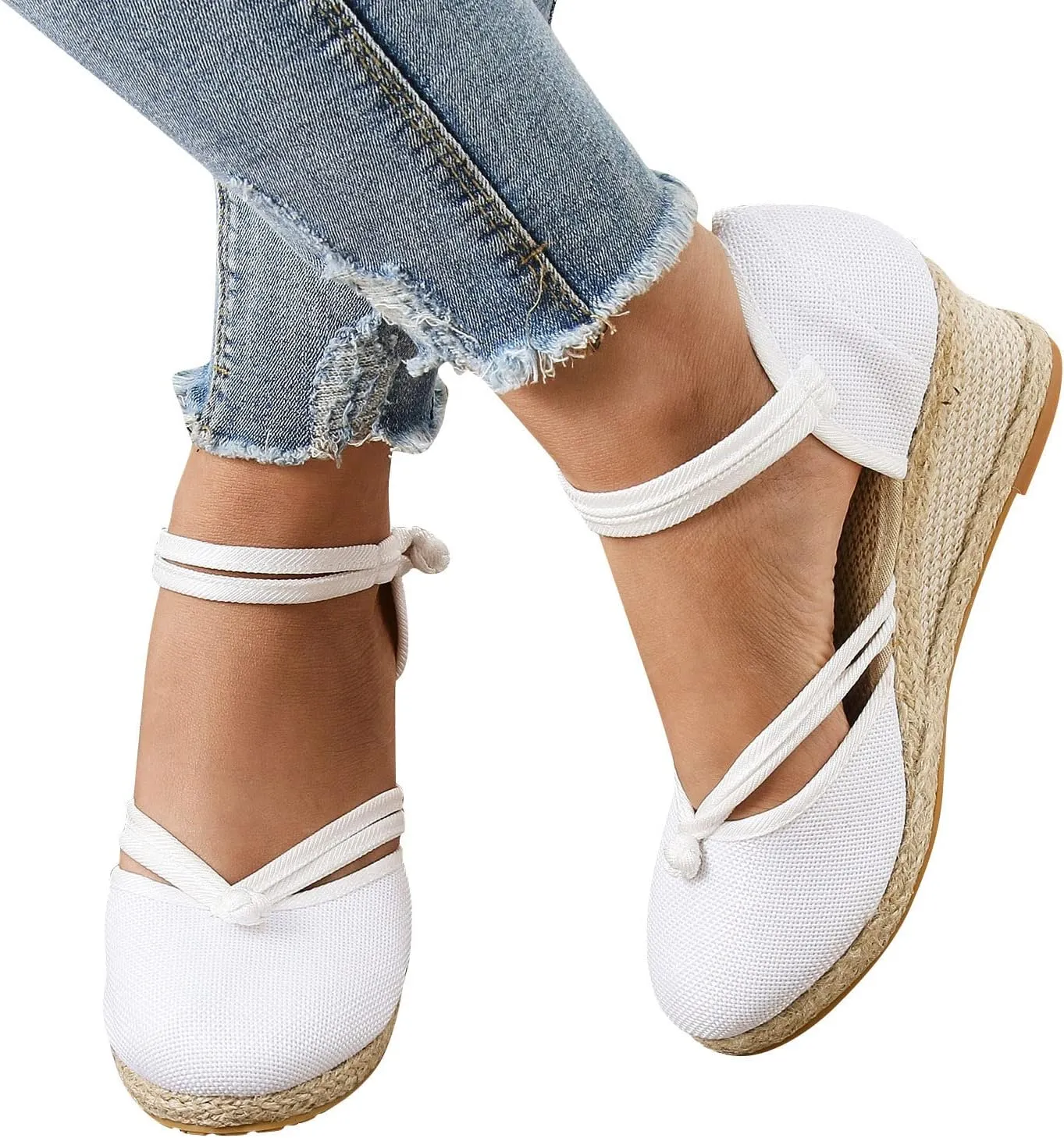 Slide Spring Wedge Sandals for Women Dressy Covered Toe Summer Straw Ladies Trendy Cover Heel 2024 Buckle Work Office