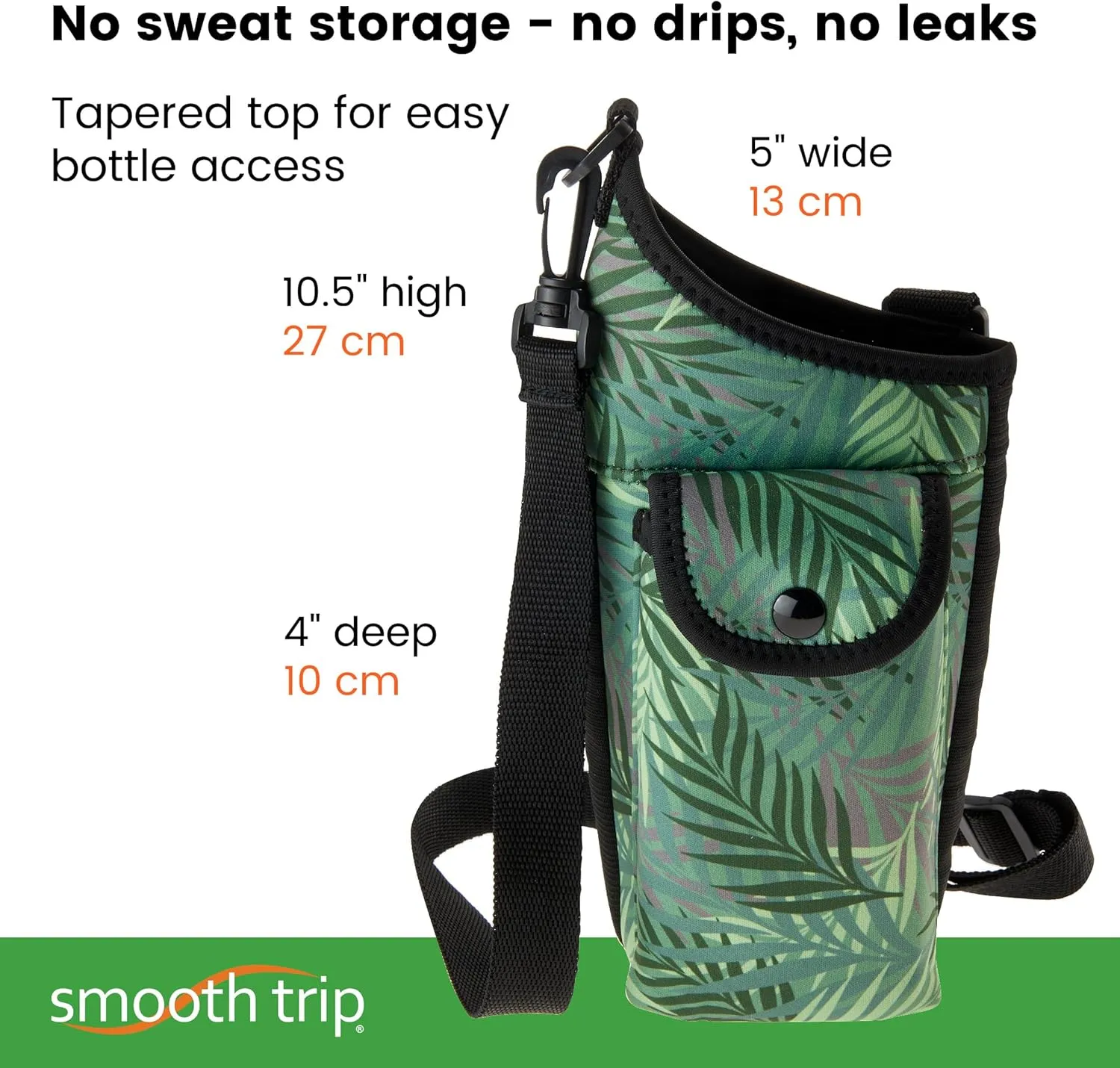 Smooth Trip AquaPockets Water Bottle Holder - Insulating Neoprene Sling Bag With Phone Pouch and Adjustable Strap for Walking and Hiking - Fits up to 32 oz. Bottles