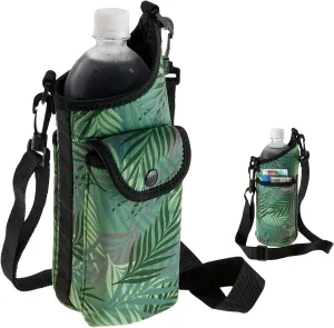 Smooth Trip AquaPockets Water Bottle Holder - Insulating Neoprene Sling Bag With Phone Pouch and Adjustable Strap for Walking and Hiking - Fits up to 32 oz. Bottles