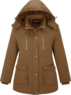 Soularge Women's Winter Plus Size Thickened Cotton Coat with Detachable Hood