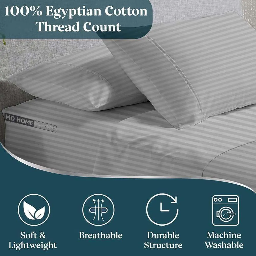 Split Cal King Sheets- Split California King Sheets Sets for Adjustable Bed- 5 Pcs Set- Split Cal King Sheets for Sleep Number Bed- 16 Inch Deep Pocket Adjustable Bed Sheets (Light Grey Stripe)