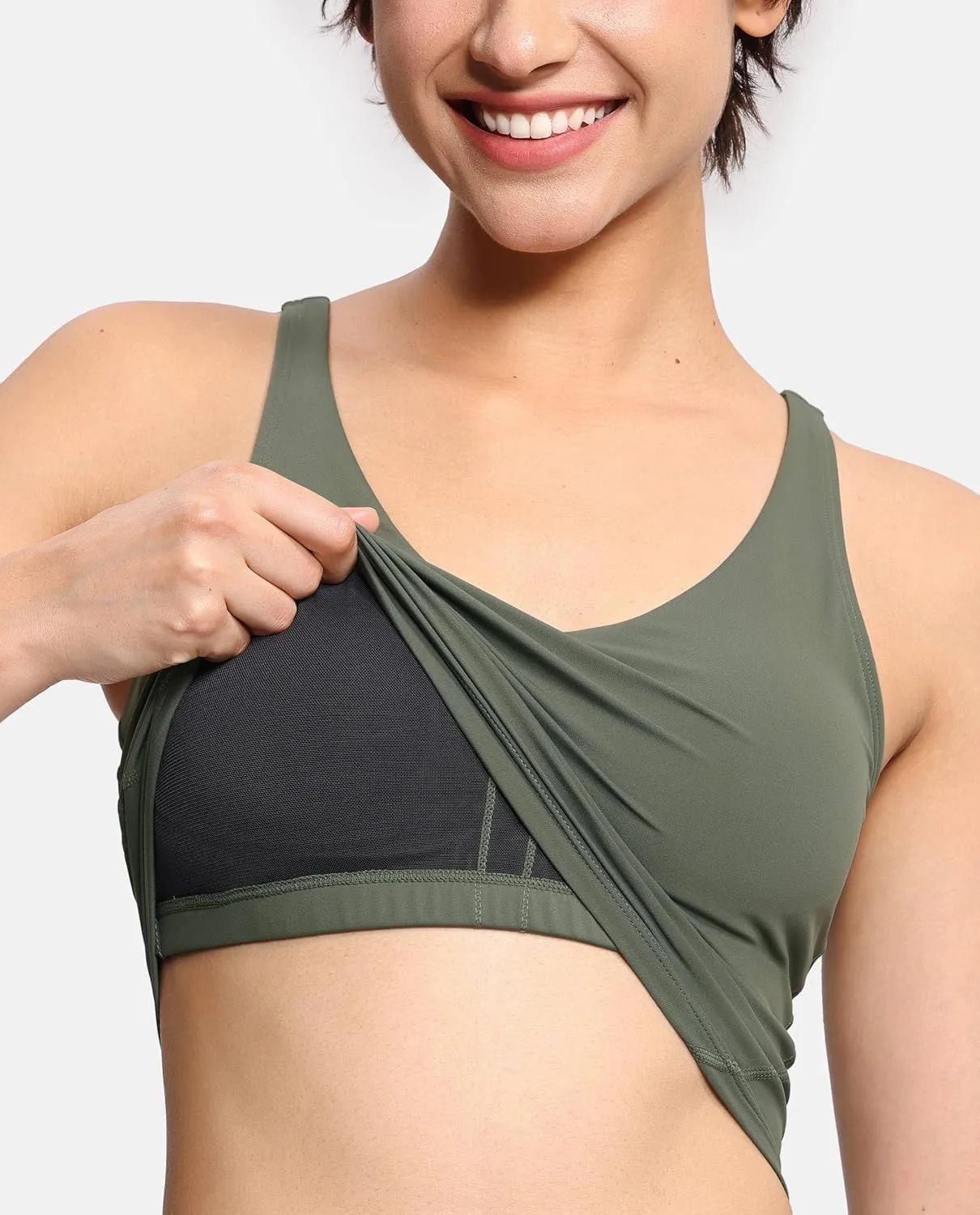 Sports Bra for Women Longline Yoga Bra Double-Layer Crop Tank Tops Quick-Dry Breathable Running Gym Fitness Tops