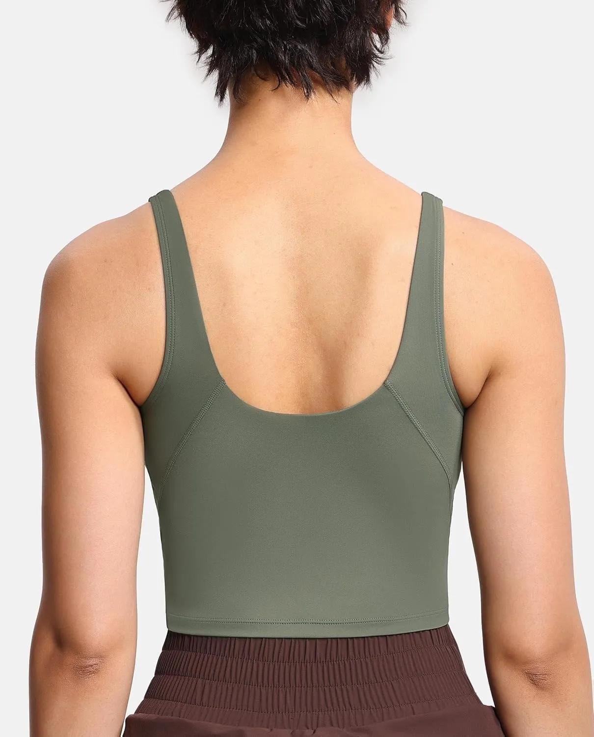 Sports Bra for Women Longline Yoga Bra Double-Layer Crop Tank Tops Quick-Dry Breathable Running Gym Fitness Tops