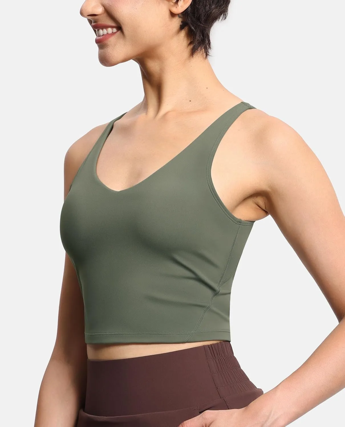 Sports Bra for Women Longline Yoga Bra Double-Layer Crop Tank Tops Quick-Dry Breathable Running Gym Fitness Tops