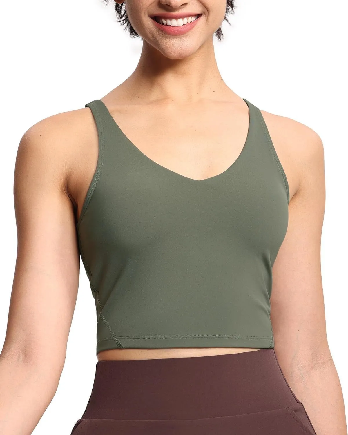 Sports Bra for Women Longline Yoga Bra Double-Layer Crop Tank Tops Quick-Dry Breathable Running Gym Fitness Tops