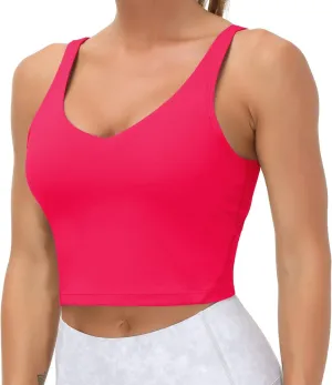 Sports Bra for Women Longline Yoga Bra Double-Layer Crop Tank Tops Quick-Dry Breathable Running Gym Fitness Tops