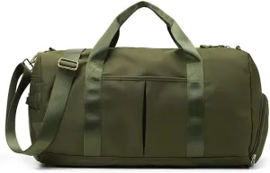 Sports Gym Duffle Bag - Army Green, Waterproof 29L With Shoe & Wet Compartment for Men & Women