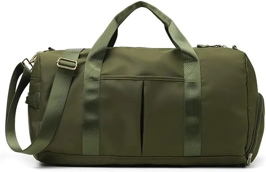 Sports Gym Duffle Bag - Army Green, Waterproof 29L With Shoe & Wet Compartment for Men & Women