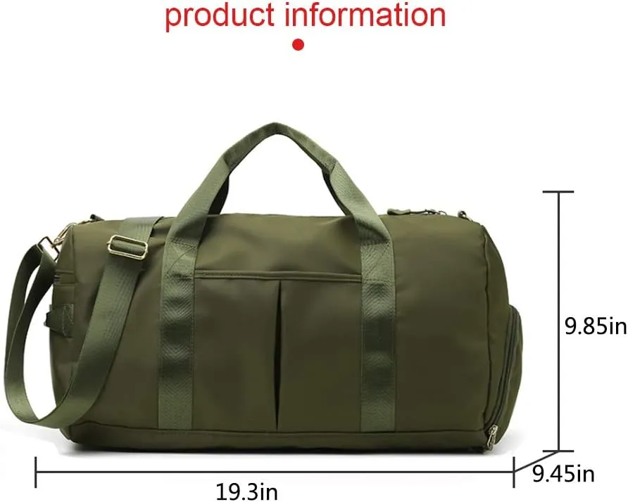 Sports Gym Duffle Bag - Army Green, Waterproof 29L With Shoe & Wet Compartment for Men & Women