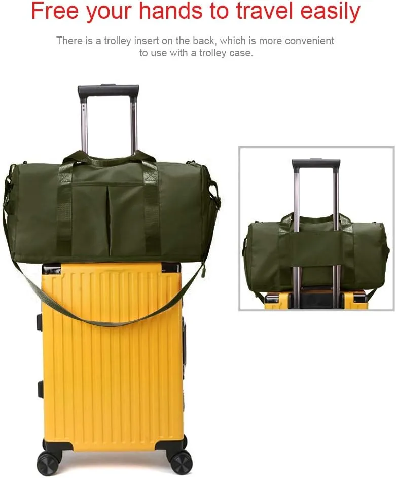 Sports Gym Duffle Bag - Army Green, Waterproof 29L With Shoe & Wet Compartment for Men & Women