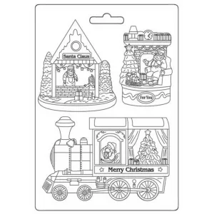 Stamperia -  Texture Impression - Soft Mould A5 - Santa Claus Train*