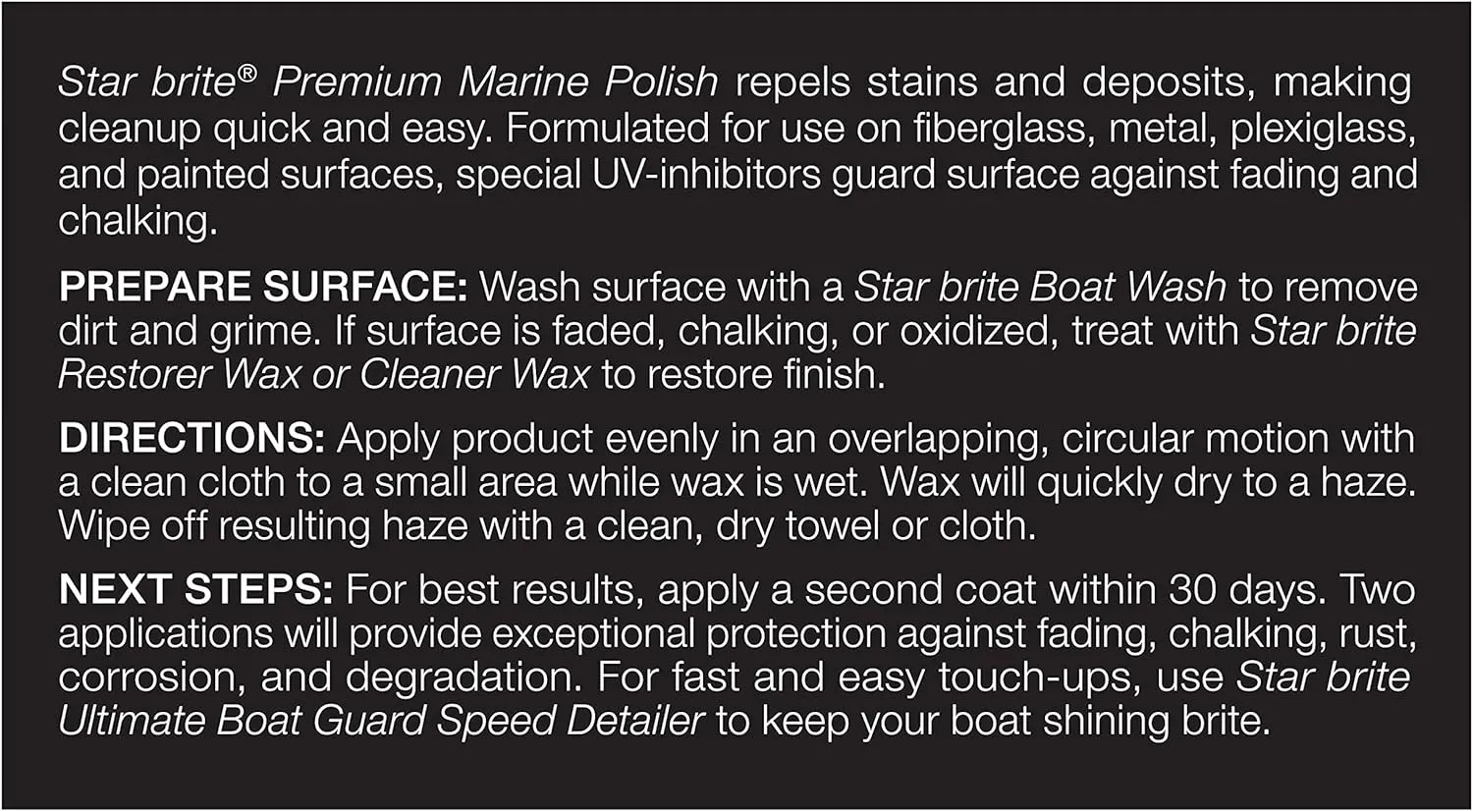 STAR BRITE Premium Marine Polish - Maximum UV Protection & High Gloss Finish - UV Inhibitors Stop Fading, Chalking & Oxidation While Repelling Water, Stains & Marine Deposits