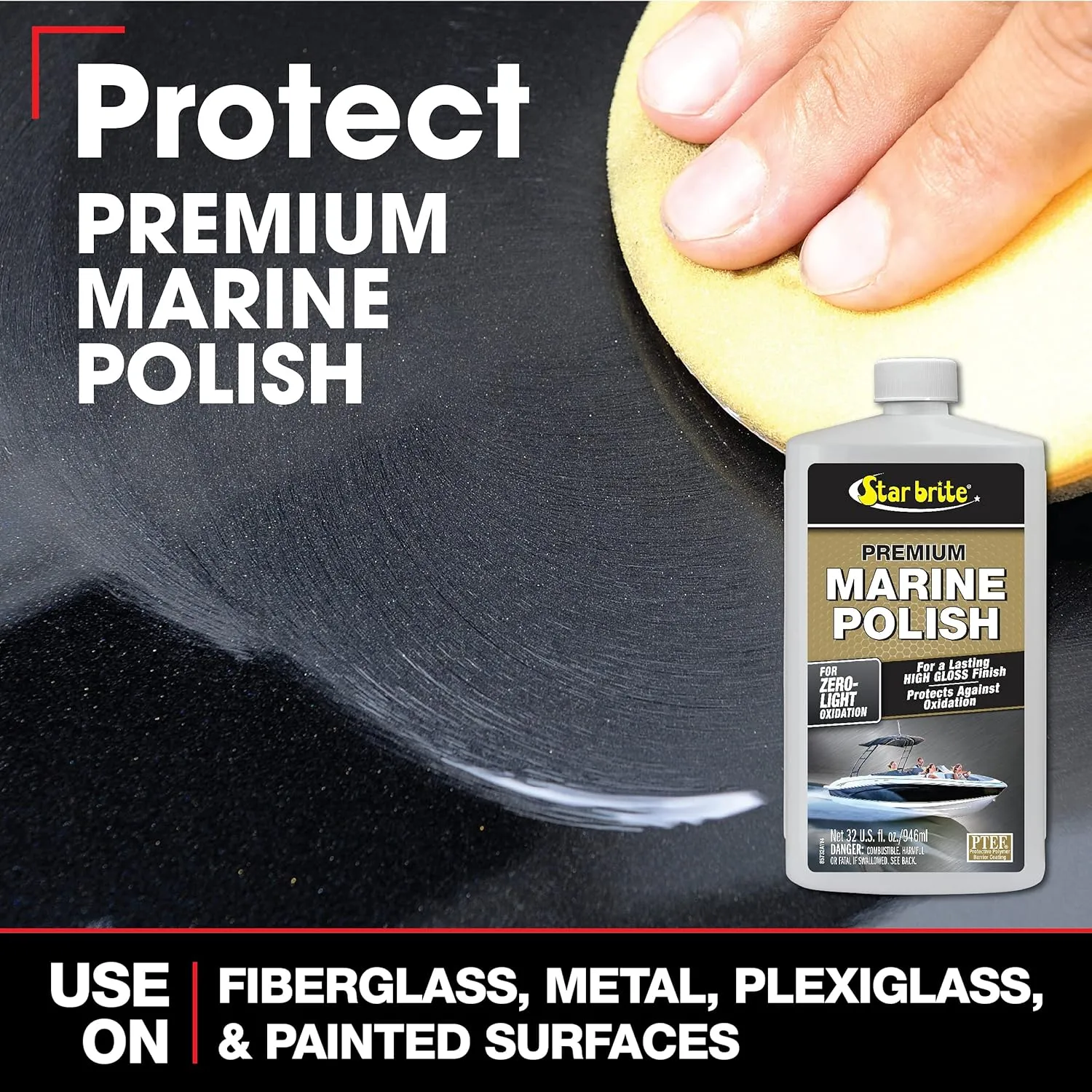 STAR BRITE Premium Marine Polish - Maximum UV Protection & High Gloss Finish - UV Inhibitors Stop Fading, Chalking & Oxidation While Repelling Water, Stains & Marine Deposits